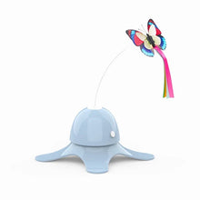 Blue octopus-shaped toy with a colorful butterfly on a white background