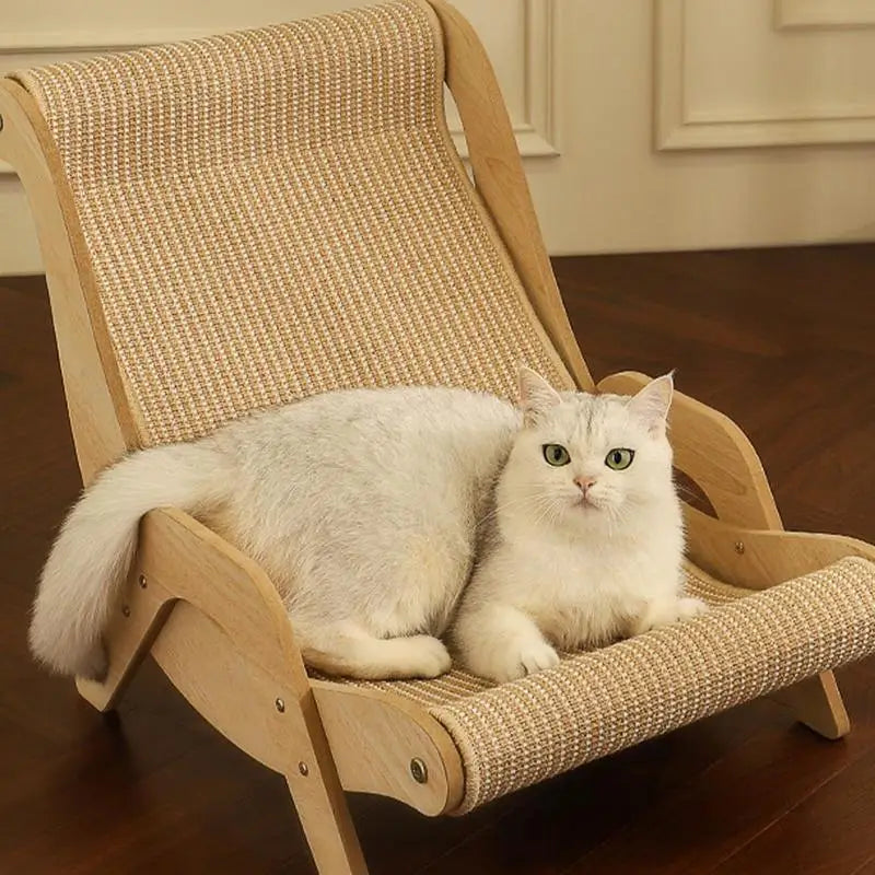Cat Sisal Chair – Solid Wood Lounge Scratcher for Cats