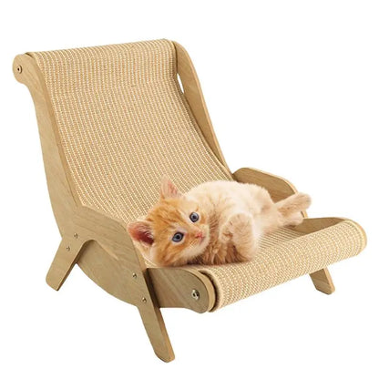 Cat Sisal Chair – Solid Wood Lounge Scratcher for Cats