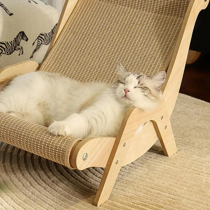 Cat Sisal Chair – Solid Wood Lounge Scratcher for Cats