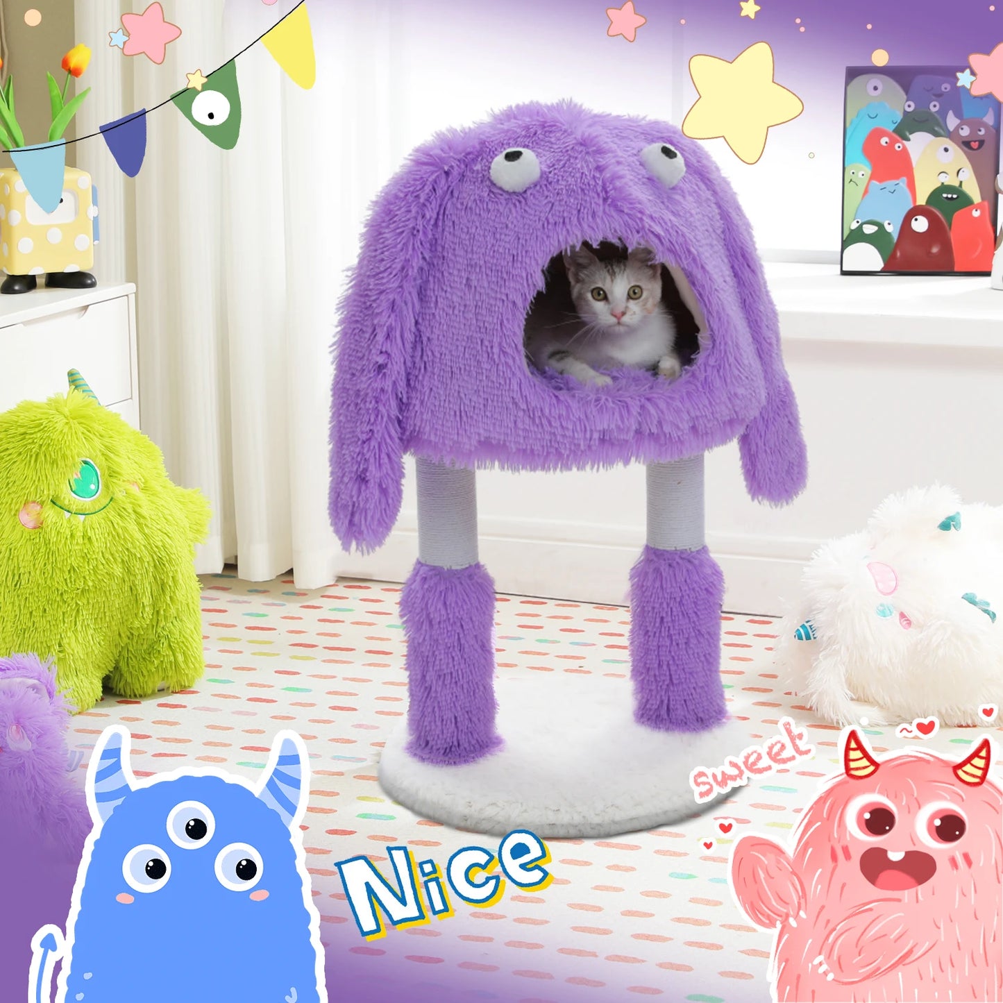 2-in-1 Monster Cat Tree Tower