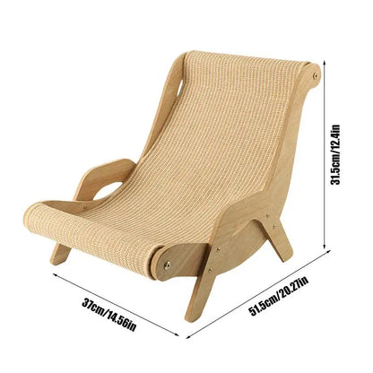 Cat Sisal Chair – Solid Wood Lounge Scratcher for Cats