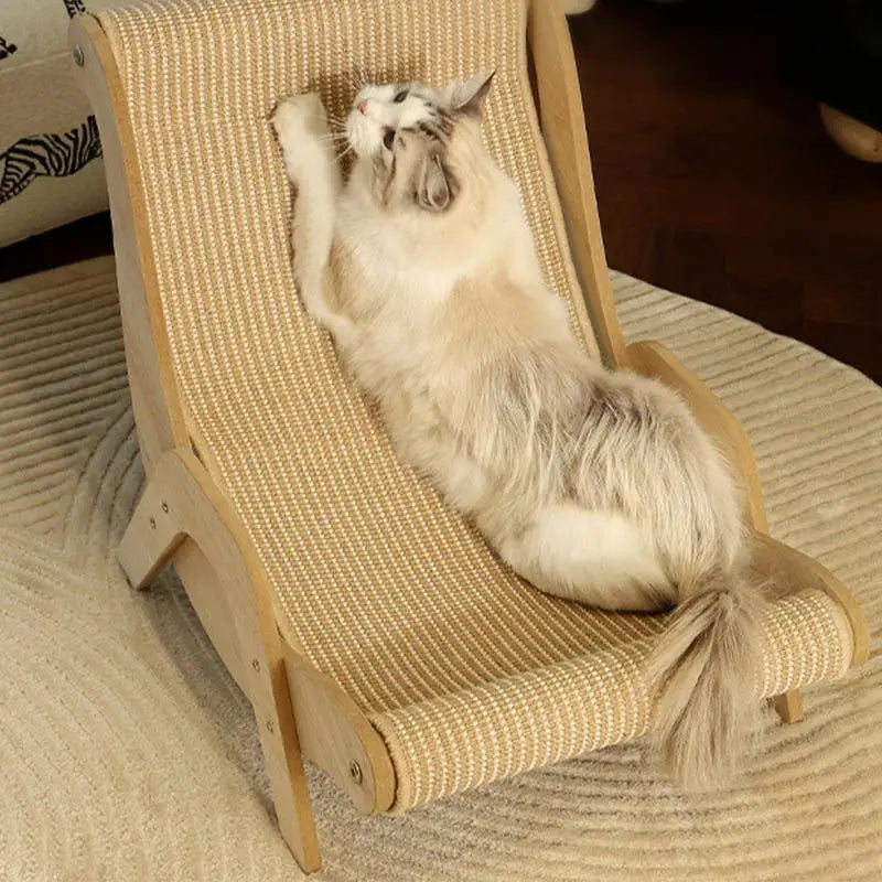 Cat Sisal Chair – Solid Wood Lounge Scratcher for Cats