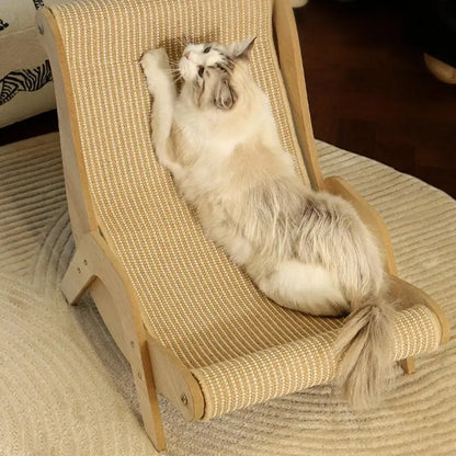 Cat Sisal Chair – Solid Wood Lounge Scratcher for Cats